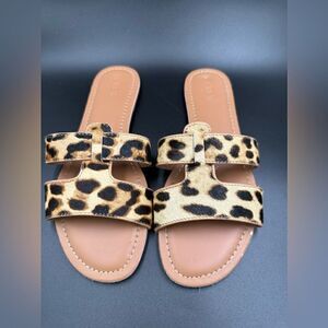 J. Crew Leopard hair-calf flats EUC slip on, easy summer style size 7 M